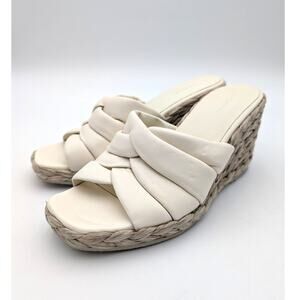 Vince Gilian Woven Espadrille Wedge Sandal Women's Marble Cream Size US8.5M